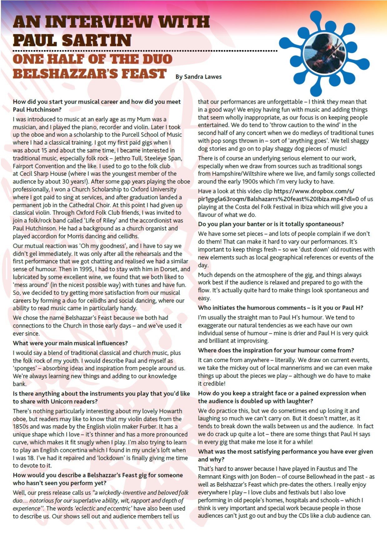 Paul Sartin Belshazzar's Feast Unicorn Folk